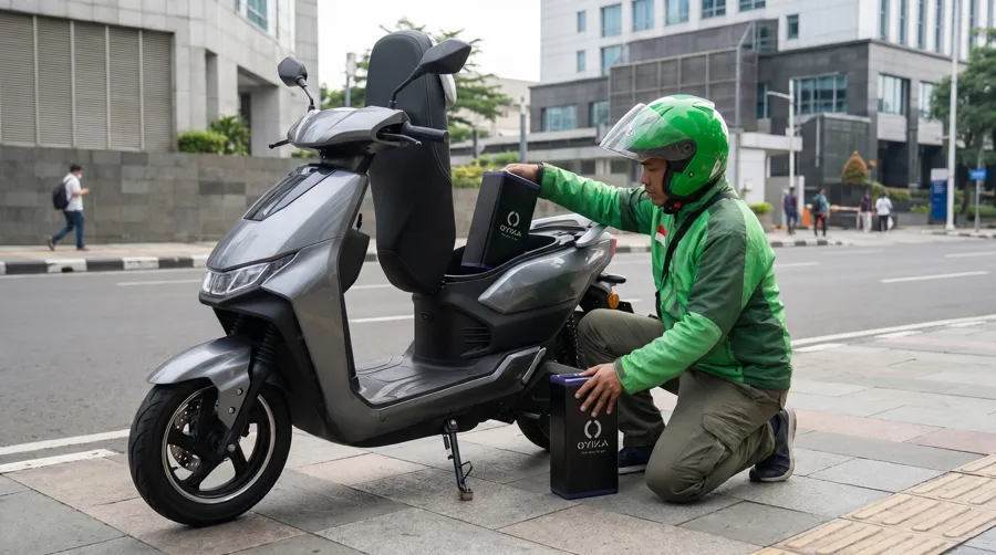 pasang baterai ke motor